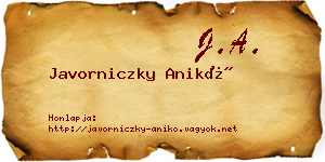 Javorniczky Anikó névjegykártya